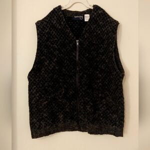 Country Shop Wool Blend Zip Up Vest, Size 48, Brown/Gray/Black, Front Pockets